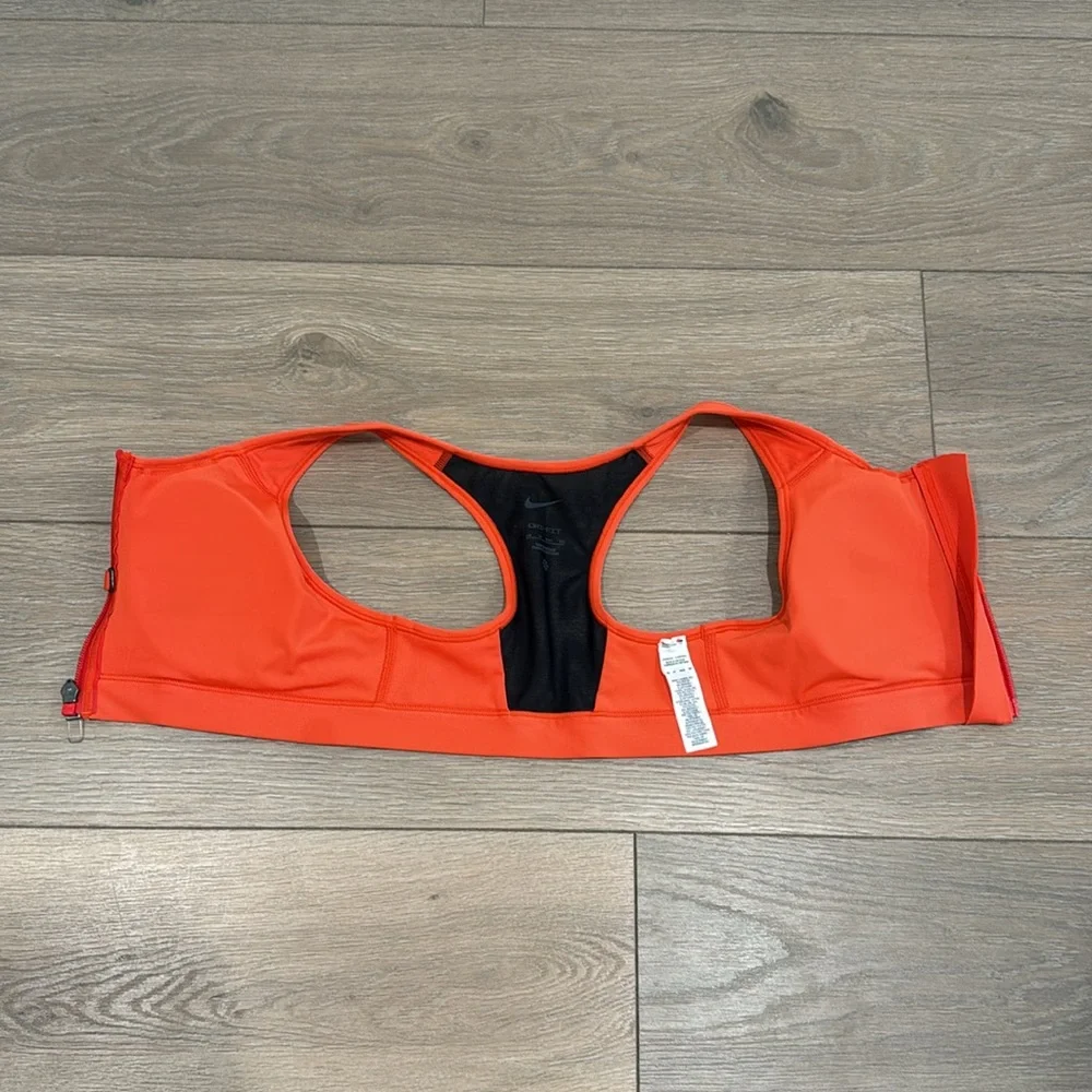 NIKE Chile Red Dri-Fit Swoosh Zip Front Sports Bra Medium Support Active Size XS